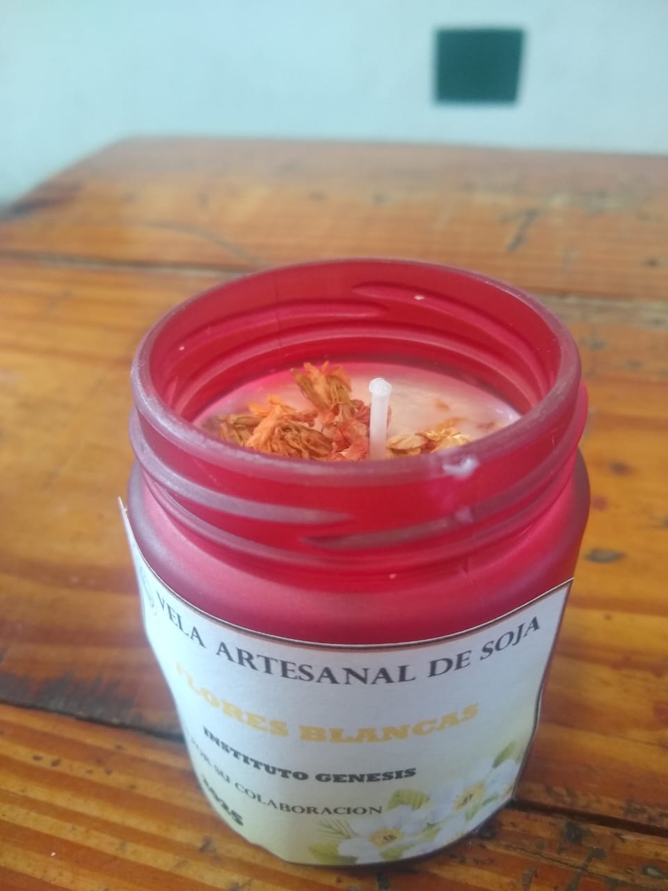 Vela artesanal frasco rojo